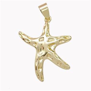 Copper Starfish Pendant Hammered Gold Plated, approx 24-26mm [FN46926]