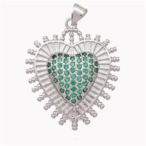 Copper Heart Pendant Micropave Zirconia Platinum Plated, approx 26mm [FN46927]