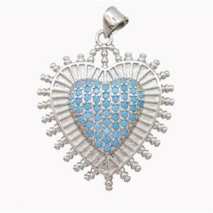 Copper Heart Pendant Micropave Zirconia Platinum Plated, approx 26mm [FN46929]