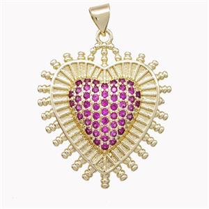 Copper Heart Pendant Micropave Zirconia Gold Plated, approx 26mm [FN46930]