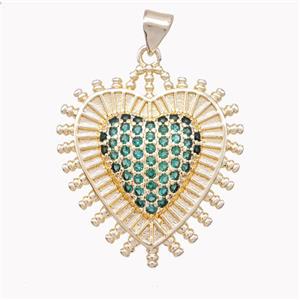 Copper Heart Pendant Micropave Zirconia Gold Plated, approx 26mm [FN46931]