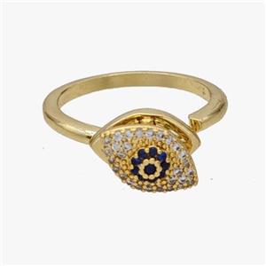 Copper Eye Rings Pave Zirconia Rotatable Adjustable Gold Plated, approx 7.5-12mm, 18mm dia [FN46964]