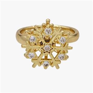 Copper Snowflake Rings Pave Zirconia Rotatable Adjustable Gold Plated, approx 16mm, 18mm dia [FN47005]