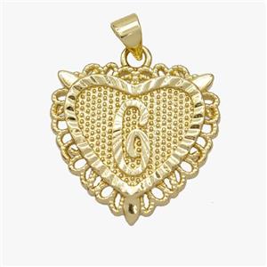 Copper Heart Pendant Letter-G Gold Plated, approx 22mm [FN47041]
