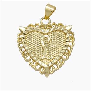 Copper Heart Pendant Letter-L Gold Plated, approx 22mm [FN47046]