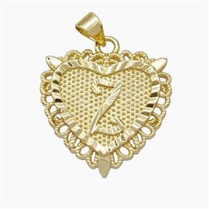 Copper Heart Pendant Letter-Z Gold Plated, approx 22mm [FN47060]