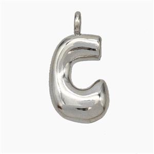 Copper Letter-C Pendant Platinum Plated, approx 13-18mm [FN47064]