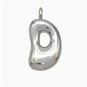 Copper Letter-D Pendant Platinum Plated, approx 13-18mm [FN47065]