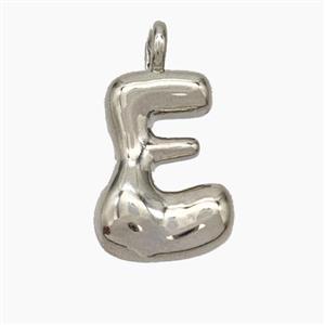 Copper Letter-E Pendant Platinum Plated, approx 13-18mm [FN47066]