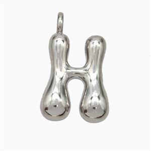 Copper Letter-H Pendant Platinum Plated, approx 13-18mm [FN47069]