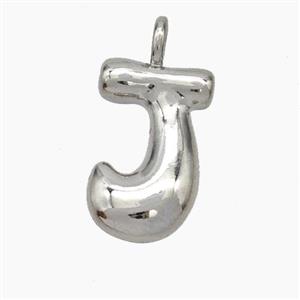 Copper Letter-J Pendant Platinum Plated, approx 13-18mm [FN47071]