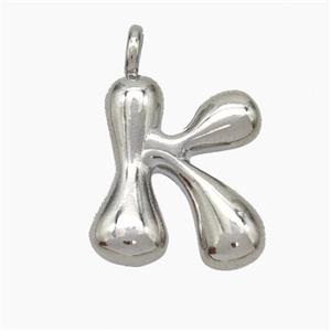 Copper Letter-K Pendant Platinum Plated, approx 13-18mm [FN47072]