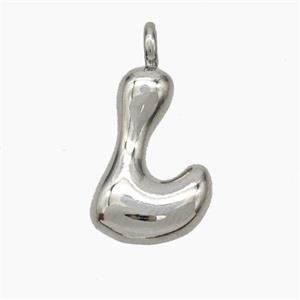 Copper Letter-L Pendant Platinum Plated, approx 13-18mm [FN47073]