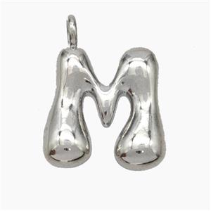 Copper Letter-M Pendant Platinum Plated, approx 13-18mm [FN47074]
