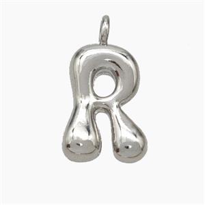 Copper Letter-R Pendant Platinum Plated, approx 13-18mm [FN47079]