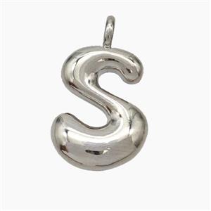 Copper Letter-S Pendant Platinum Plated, approx 13-18mm [FN47080]