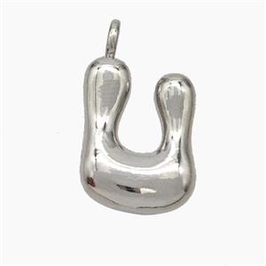 Copper Letter-U Pendant Platinum Plated, approx 13-18mm [FN47082]