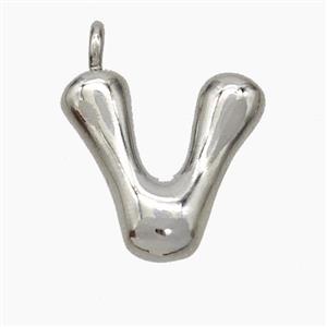 Copper Letter-V Pendant Platinum Plated, approx 13-18mm [FN47083]