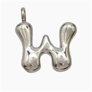 Copper Letter-W Pendant Platinum Plated, approx 13-18mm [FN47084]