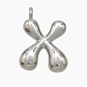 Copper Letter-X Pendant Platinum Plated, approx 13-18mm [FN47085]