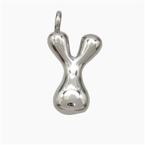 Copper Letter-Y Pendant Platinum Plated, approx 13-18mm [FN47086]