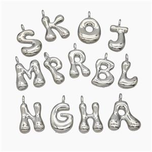 Copper Alphabet Pendant Mix Letters Platinum Plated, approx 13-18mm [FN47088]