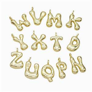 Copper Alphabet Pendant Mix Letters Gold Plated, approx 13-18mm [FN47114]