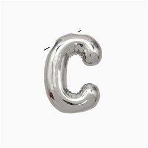 Copper Letter-C Pendant Platinum Plated, approx 10-15mm [FN47117]