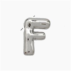Copper Letter-F Pendant Platinum Plated, approx 10-15mm [FN47120]