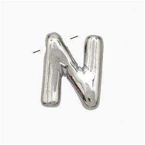 Copper Letter-N Pendant Platinum Plated, approx 10-15mm [FN47128]