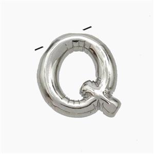 Copper Letter-Q Pendant Platinum Plated, approx 10-15mm [FN47131]