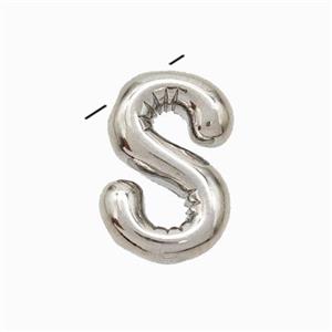 Copper Letter-S Pendant Platinum Plated, approx 10-15mm [FN47133]