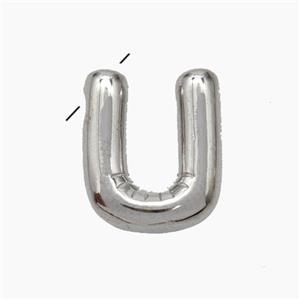 Copper Letter-U Pendant Platinum Plated, approx 10-15mm [FN47135]