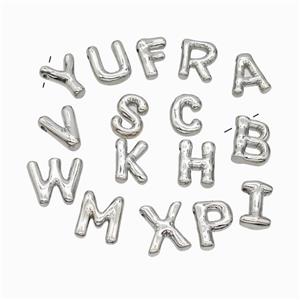 Copper Alphabet Pendant Mix Letters Platinum Plated, approx 10-15mm [FN47141]
