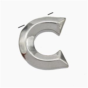 Copper Letter-C Pendant Platinum Plated, approx 15-18mm [FN47171]