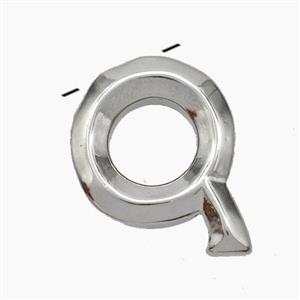 Copper Letter-Q Pendant Platinum Plated, approx 15-18mm [FN47185]