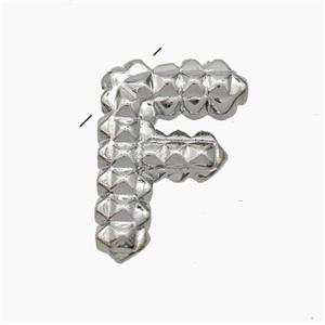 Copper Letter-F Pendant Platinum Plated, approx 13-22mm [FN47228]