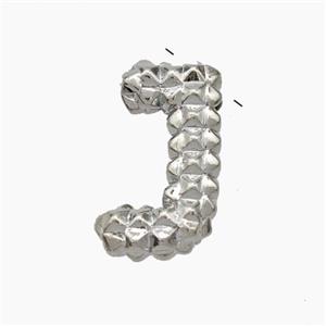Copper Letter-J Pendant Platinum Plated, approx 13-22mm [FN47232]