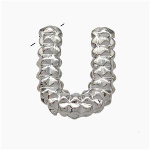 Copper Letter-U Pendant Platinum Plated, approx 13-22mm [FN47243]