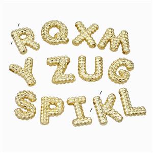 Copper Alphabet Pendant Mix Letters Gold Plated, approx 13-22mm [FN47276]