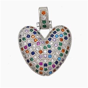 Copper Letter-V Pendant Micropave Zirconia Platinum Plated, approx 15-20mm, 5-8mm [FN47352]