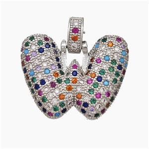 Copper Letter-W Pendant Micropave Zirconia Platinum Plated, approx 15-20mm, 5-8mm [FN47353]
