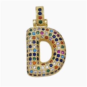 Copper Letter-C Pendant Micropave Zirconia Gold Plated, approx 15-20mm, 5-8mm [FN47361]