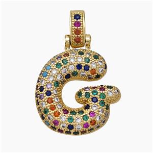 Copper Letter-G Pendant Micropave Zirconia Gold Plated, approx 15-20mm, 5-8mm [FN47364]