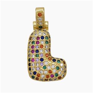 Copper Letter-L Pendant Micropave Zirconia Gold Plated, approx 15-20mm, 5-8mm [FN47369]
