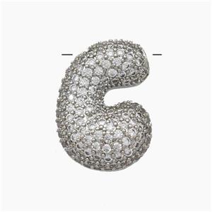 Copper Letter-C Pendant Pave Zirconia Platinum Plated, approx 15-22mm [FN47387]