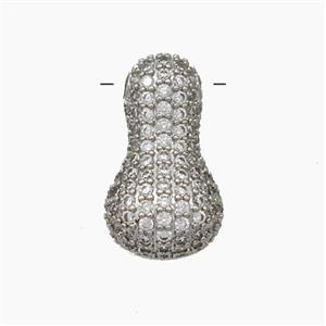 Copper Letter-I Pendant Pave Zirconia Platinum Plated, approx 15-22mm [FN47393]