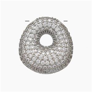 Copper Letter-O Pendant Pave Zirconia Platinum Plated, approx 15-22mm [FN47399]
