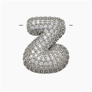 Copper Letter-Z Pendant Pave Zirconia Platinum Plated, approx 15-22mm [FN47410]