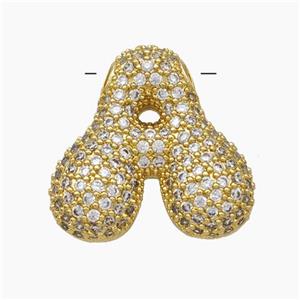 Copper Letter-A Pendant Pave Zirconia Gold Plated, approx 15-22mm [FN47412]